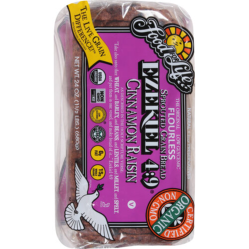 Food for Life Ezekiel 4:9 Bread, Cinnamon Raisin, Sprouted Grain, Flourless
