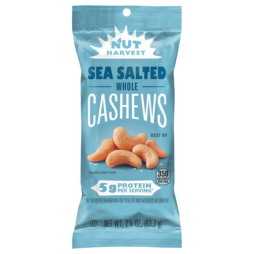 Nut Harvest Cashews, Sea Salted, Whole