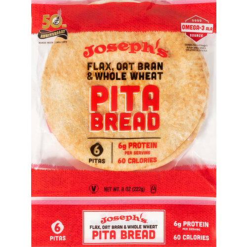 Joseph's Pita Bread, Flax, Oat Bran & Whole Wheat