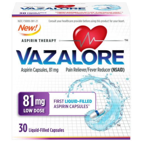 Vazalore Aspirin, 81 mg, Liquid-Filled Capsules