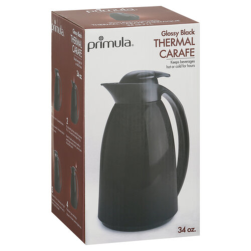 Primula Thermal Carafe, Glossy Black, 34 Ounce