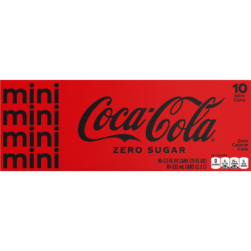 Coca-Cola Coke Zero Sugar Diet Soda Soft Drink, 7.5 fl oz, 10 Pack