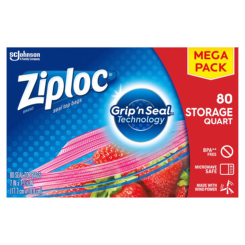 Ziploc Seal Top Bags, Storage, Quart, Mega Pack