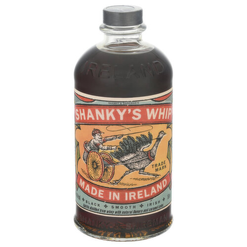 Spirits distilled from whey with natural flavors and caramel color. Always one to buck the trend. 33% alc/vol. 66 Made in Ireland. Bottled and blended in Ireland. Shanky's whip is whipped together in Bailieborough, Ireland. Imported by Biggar & Leith, Miami, FL.