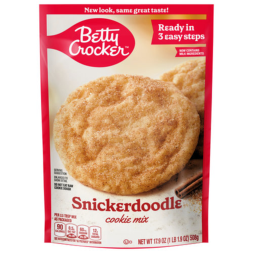 Betty Crocker Snickerdoodle Cookie Mix helps you make delicious fresh out of the oven cookies that everyone will love. It goes from bowl to oven in minutes for that home baked cookie experience.