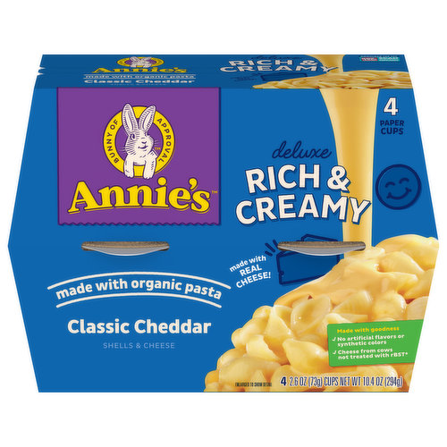 Annie's Shells & Cheese, Deluxe, Rich & Creamy, Classic Cheddar