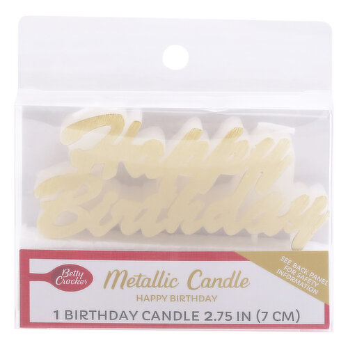 Betty Crocker Metallic Candle, Happy Birthday, 2.75 Inch