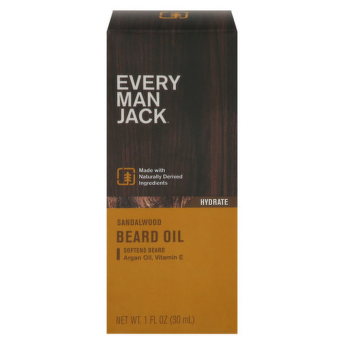 Every Man Jack Beard Oil, Hydrate, Sandalwood