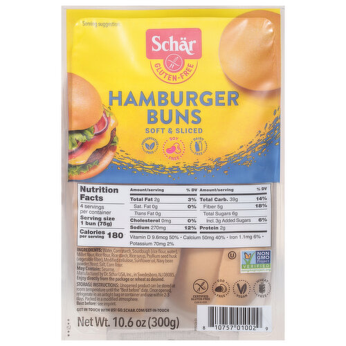 Schar Hamburger Buns, Gluten-Free