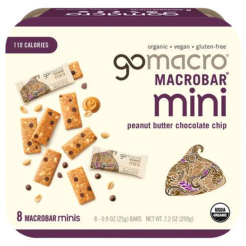 GoMacro MacroBar, Peanut Butter Chocolate Chip, Mini