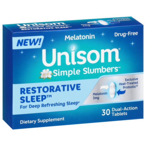 Unisom Simple Slumbers Melatonin, Restorative Sleep, 3 mg, Dual-Action Tablets