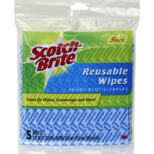 Scotch Brite Wipes, Reusable, 5 Pack - 5 wipes