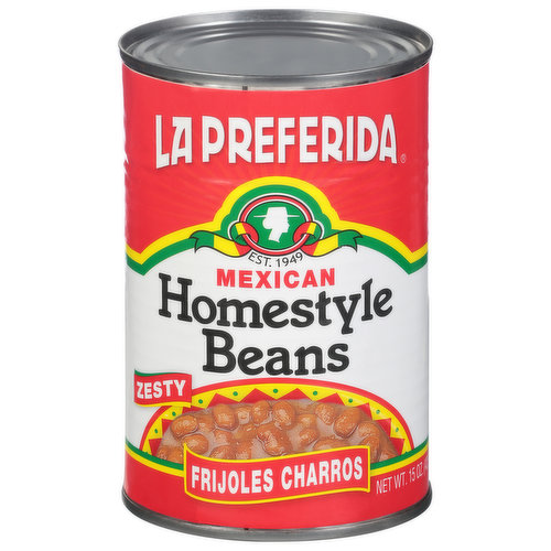 Est. 1949. Zesty. For generations, the Mexican community has made La Preferida The Preferred choice for authentic for the entire family. We hope that you enjoy this selection. Muchas Gracias! La Preferida Homestyle Mexican Beans are a traditional zesty bean (frijoles) dish of Mexico, often enjoyed by ranch ad (charros) for its robust flavor. This special recipe starts with beans and includes chorizo sausage, bacon, jalapeno pepper cilantro and much more.