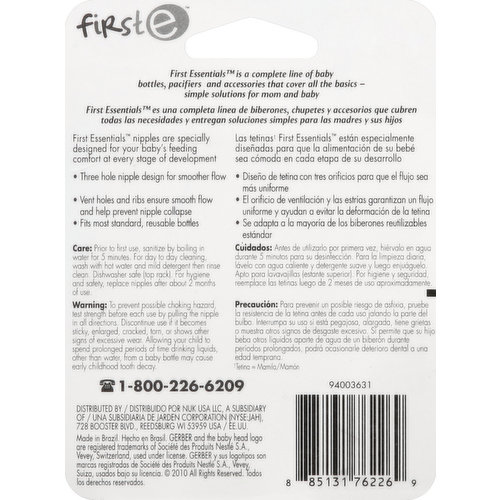 First Essentials by NUK - Tetinas de látex para biberón, paquete de 6