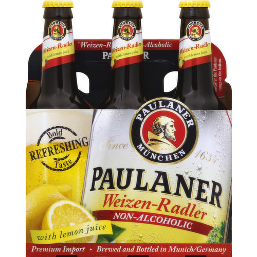 Paulaner Malt Beverage, Non-Alcoholic, Weizen-Radler, with Lemon Juice