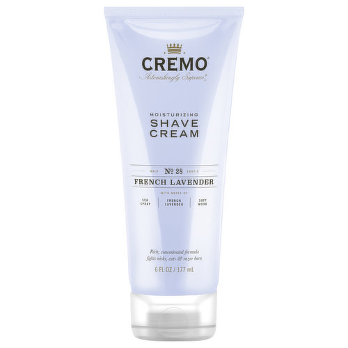 Cremo Astonishingly Superior Shave Cream, Moisturizing, French Lavender