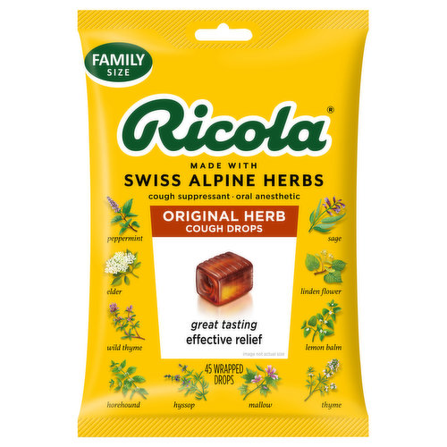 Ricola Cough Drops, Original Herb, Family Size