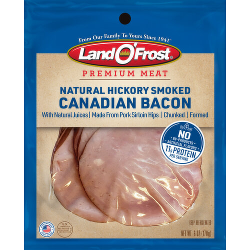 Land O'Frost Canadian Bacon, with Natural Juices, Hickory Smoked