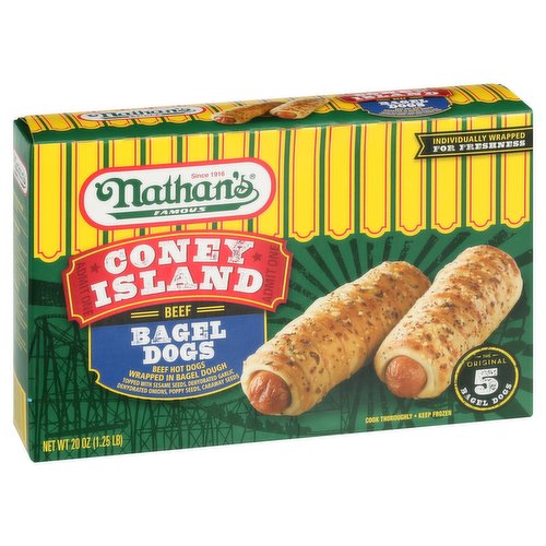 Nathans Nathan's Famous Coney Island Frozen Beef Bagel Dogs