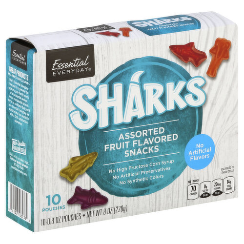 Essential Everyday Fruit Flavored Snacks, Assorted, Sharks