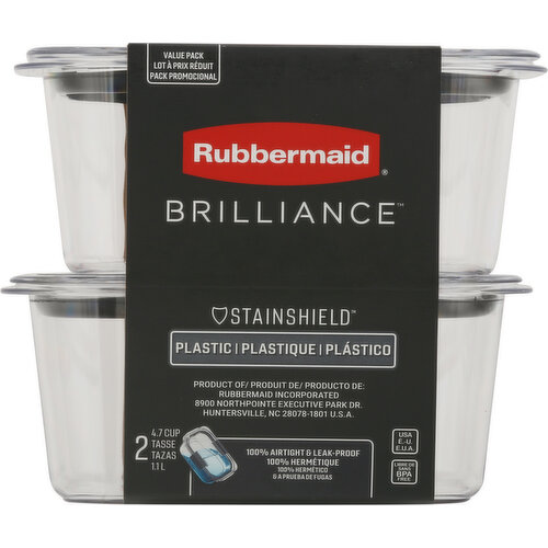 Rubbermaid Brilliance Container, Plastic, Value Pack