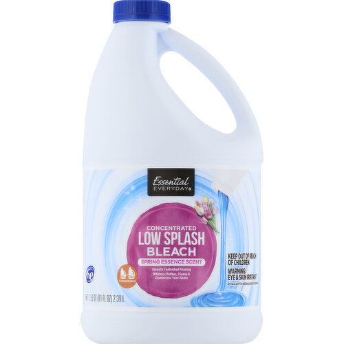 Smooth controlled pouring whitens clothes, cleans & deodorizes your home. HE. 81 oz = 121 oz concentrated. 100% quality guaranteed. Like it or let us make it right. That's our quality promise. essentialeveryday.com. how2recycle.info. For more ingredient information, visit www.essentialeveryday.com or call 1-877-932-7948.