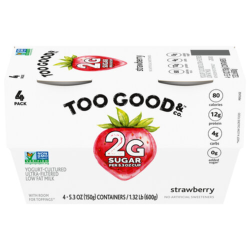 Too Good & Co. Yogurt, Strawberry, Ultra-Filtered, Low Fat