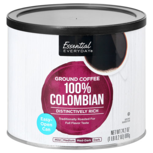 Essential Everyday Coffee, Ground, Medium-Dark Roast, 100% Colombian