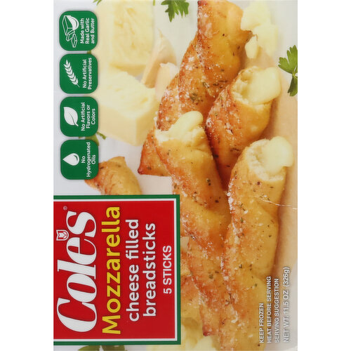 Cole's Breadsticks, Cheese Filled, Mozzarella