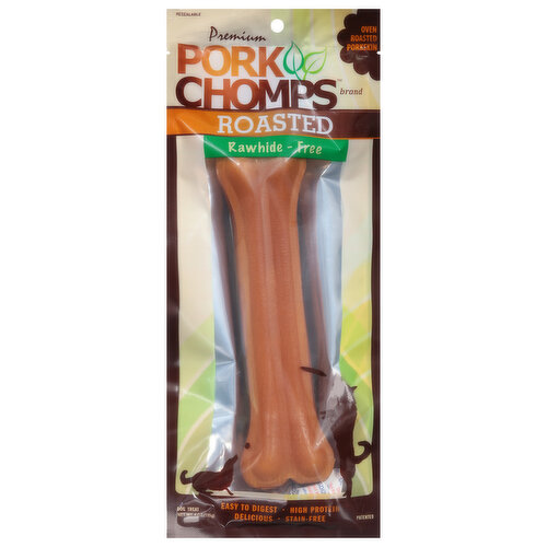 Pork Chomps Dog Treat, Roasted, Premium, Rawhide-Free