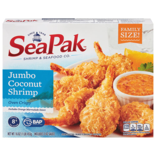 SeaPak Coconut Shrimp, Jumbo, Oven Crispy, Family Size