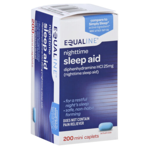 Equaline Sleep Aid, Nighttime, 25 mg, Mini Caplets