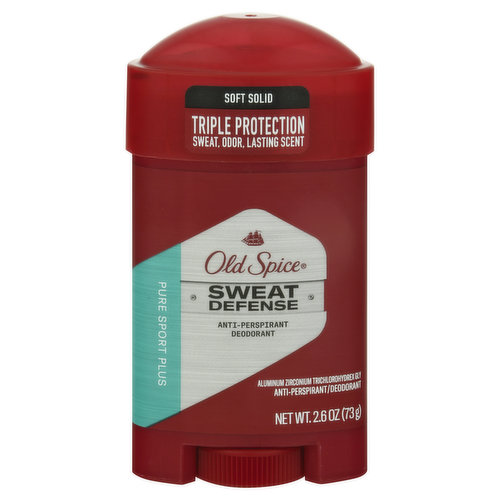 Triple Protection: Sweat, odor, lasting scent. Aluminum zirconium trichlorohydrex gly. Old Spice's strongest sweat protection. www.oldspice.com. Questions? 1-800-677-7582. www.oldspice.com..