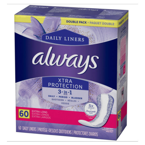 Always Xtra Protection 3-in-1 Daily Liners Extra Long Double Pack