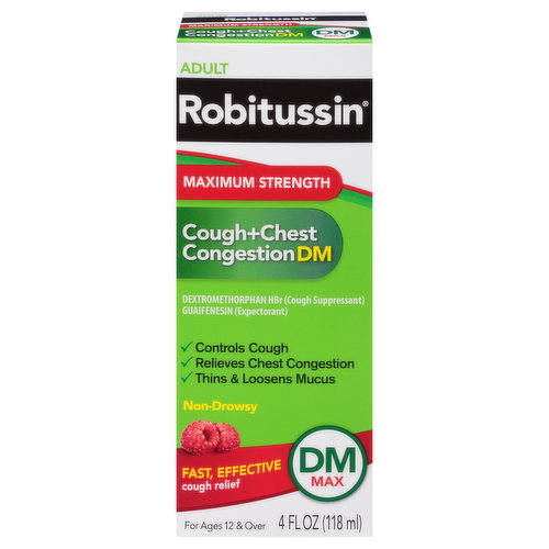 Robitussin Cough + Chest Congestion DM, Maximum Strength, Adult