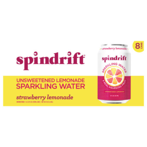 Spindrift Sparkling Water, Unsweetened, Strawberry Lemonade