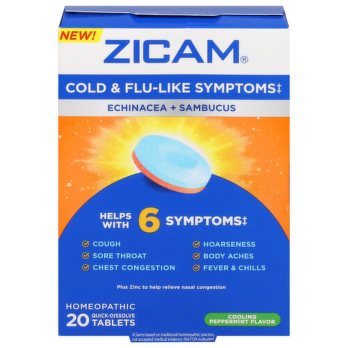 Zicam Cold & Flu, Echinacea + Sambucus, Quick-Dissolve Tablets