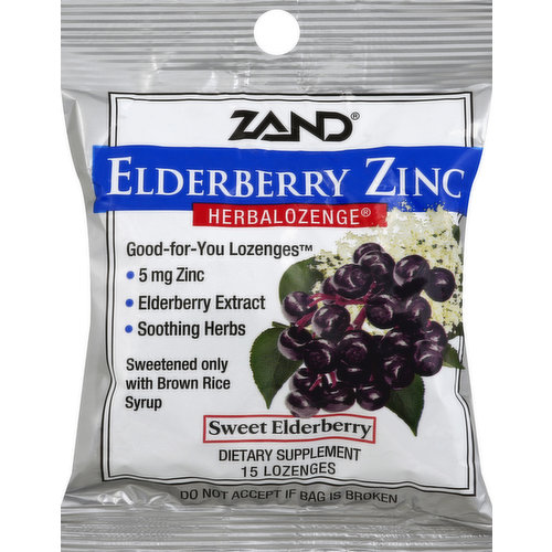 Zand Herbalozenge Lozenges, Elderberry Zinc, Black Elderberry Flavor