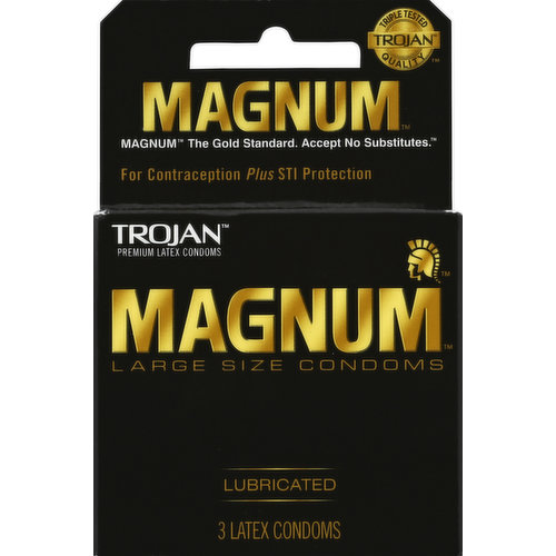 Trojan Magnum Condoms, Premium Latex, Lubricated, Large Size