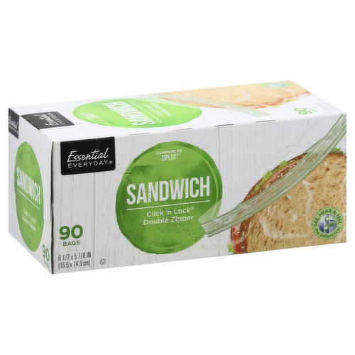 ESSENTIAL EVERYDAY Sandwich Bags, Click 'n Lock, Double Zipper