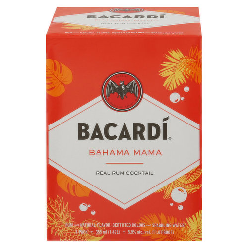 Bacardi Rum Cocktail, Bahama Mama, 4-Pack