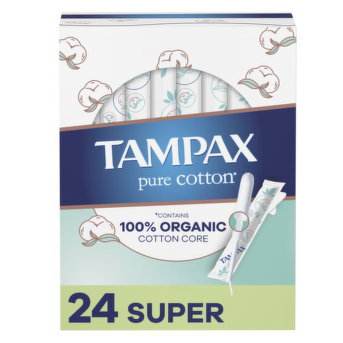 Tampax Pure Cotton Tampax Pure Cotton Tampons, Super, 24 Ct,