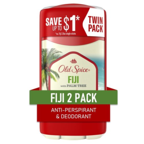 Old Spice Fresher Collection Old Spice Antiperspirant Deodorant for Men Fiji, 2.6 oz Twin Pack