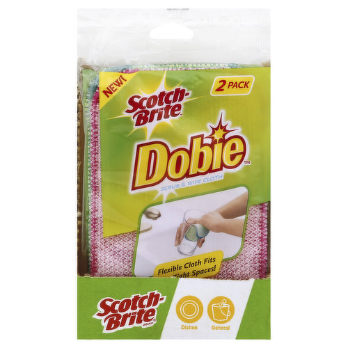 Scotch-Brite Dobie Scrub & Wipe Cloth, 2 Pack