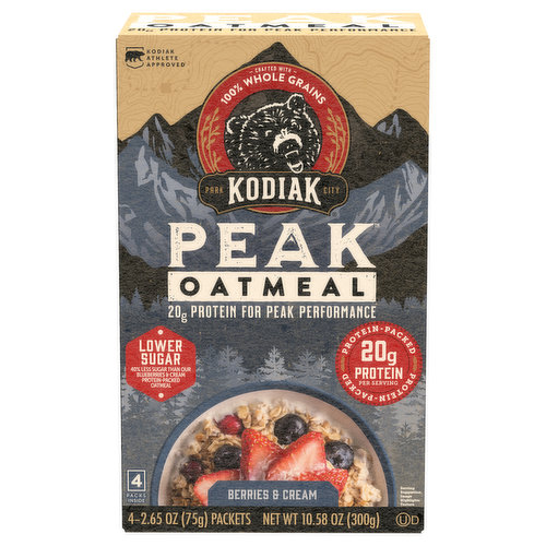 Kodiak Peak Oatmeal, Berries & Cream, 4 Packs