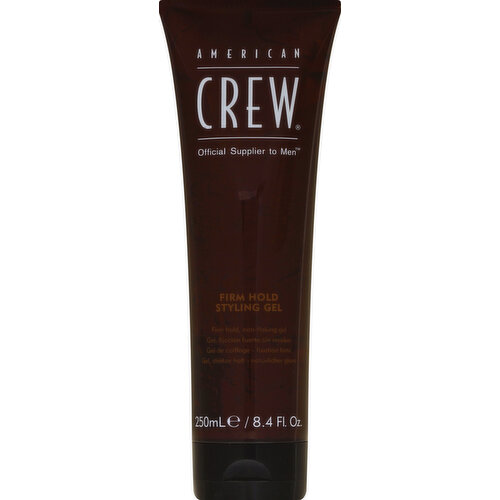 Firm hold, non-flaking gel. Official supplier to men. High hold styling gel with alcohol-free formula helps hair look thicker with added shine. Low pH prevents drying of the hair and scalp. www.americancrew.com. Made in USA of US & foreign ingredients.