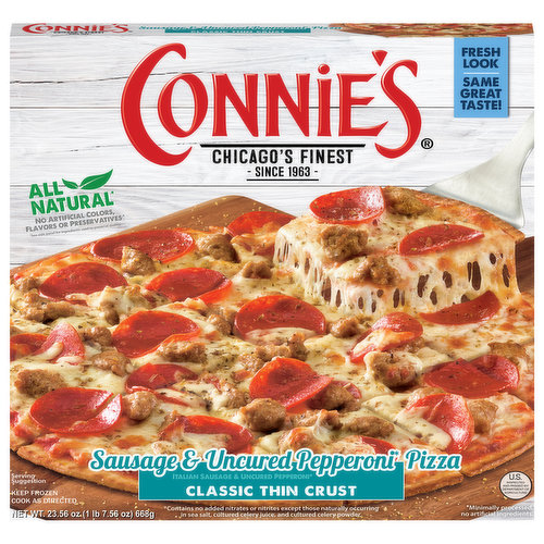 Connie's Pizza, Sausage & Uncured Pepperoni, Classic Thin Crust
