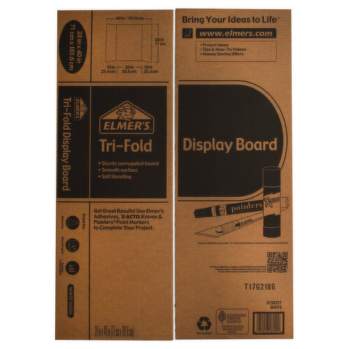 Elmer's Display Board, Tri-Fold, White