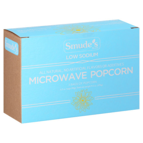 Smude's Brand Popcorn, Low Sodium, Microwave