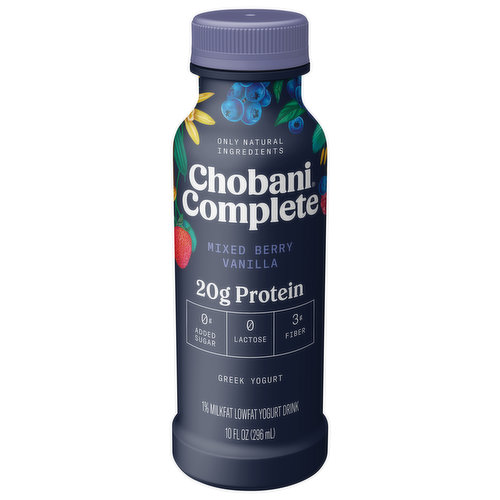 Chobani Complete Yogurt Drink, Greek, Lowfat, Mixed Berry Vanilla